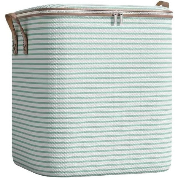 CUTIE DE DEPOZITARE CU FERMOAR,  PLIABILA, MANER RANFORSAT, FERMOAR REZISTENT, PENTRU HAINE, PATURI, PLAPUME, PERNE, LENJERII DE PAT, JUCARII, 56X45X56 CM, 150 LITRI, IN DUNGI, VERDE