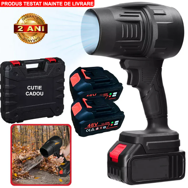 Suflantă Portabilă, 2 Acumulatori 48V, încărcător si geanta de transport