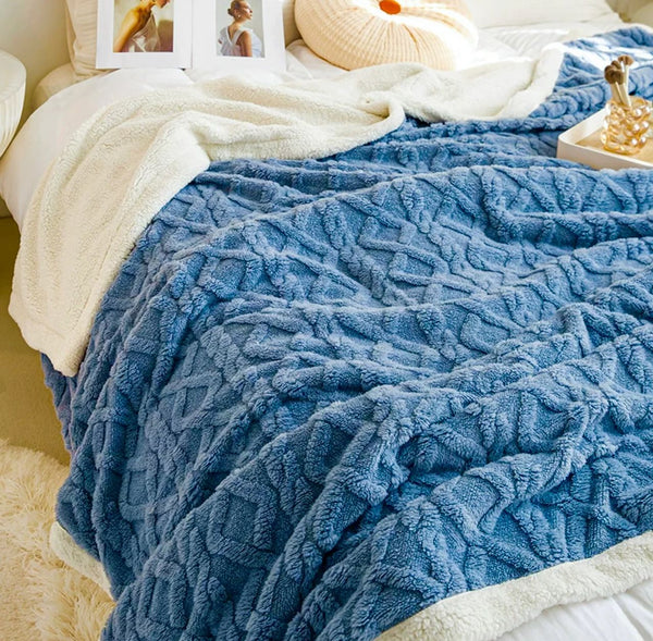 Pătură Groasă Cocolino Dublă cu Blăniță, Super Soft, Tricotaj Premium, 200x230 cm